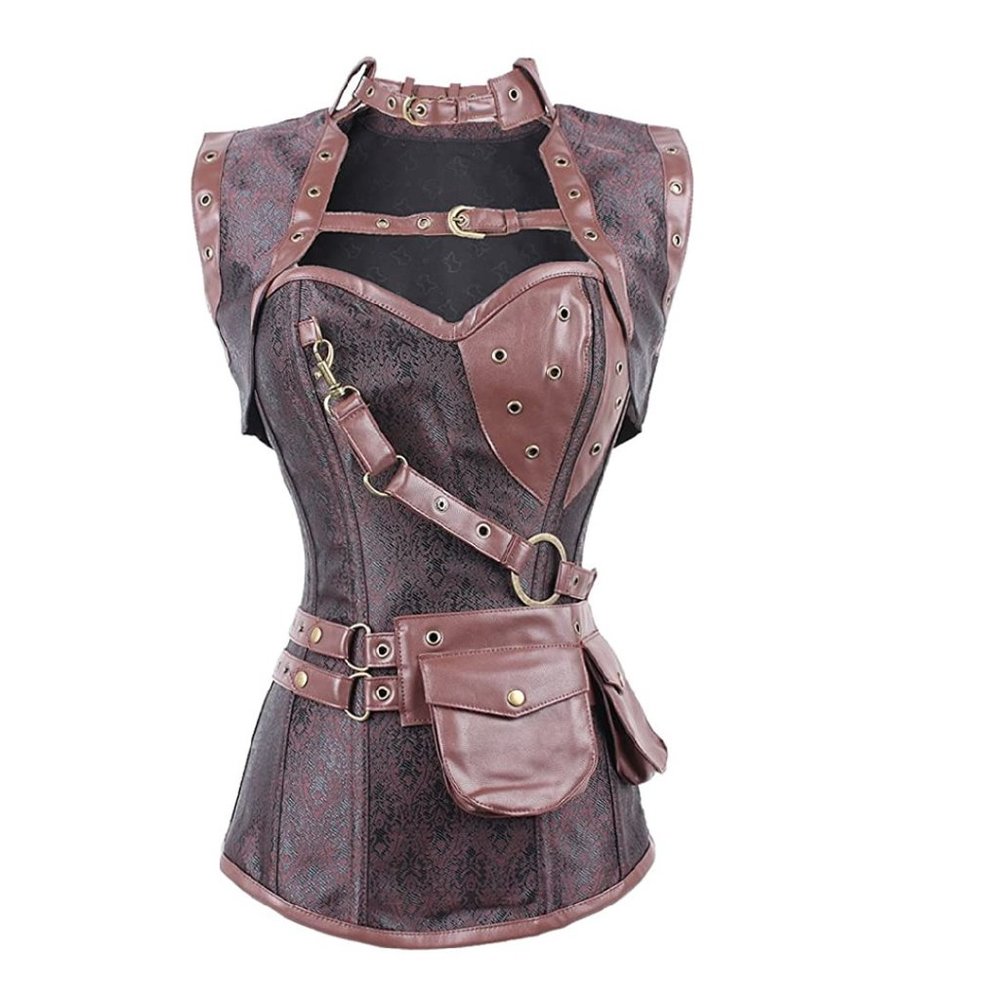 Brown Brocade Vintage Steampunk Bustiers Corsets